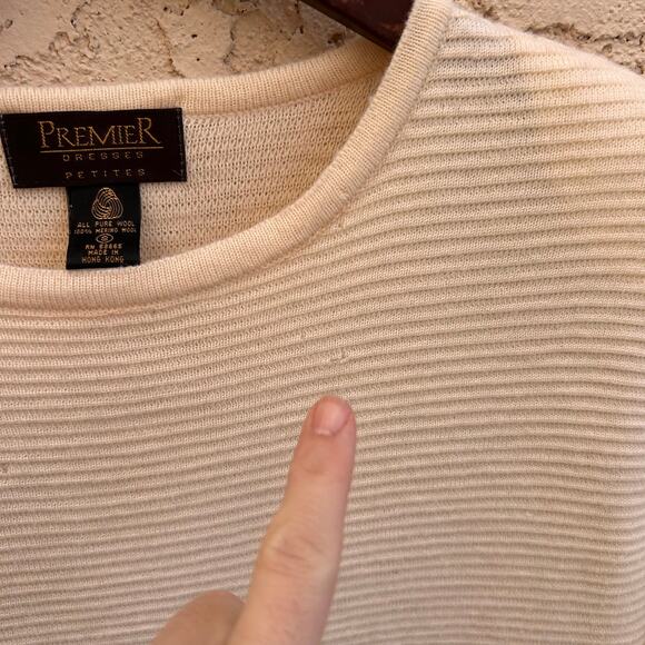 Vintage Premier Petites Cream Wool Sweater Dress Size Small - Picture 5 of 5
